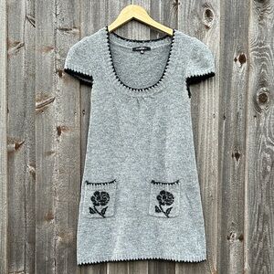 Spicy Girl Gray Knit Dress with Black Trim EUC